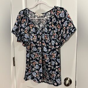 Loft Floral Flutter Sleeve Top